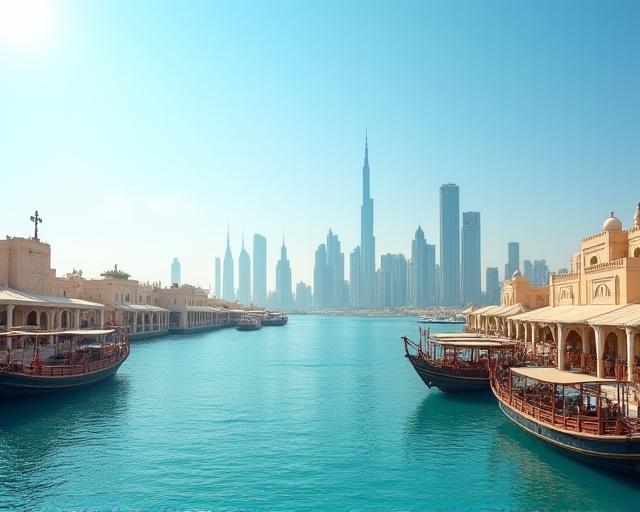 View of Abu Dhabi skyline from the Heritage Village.